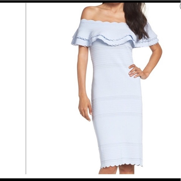 Eliza J. Powder Blue off shoulder midi dress - Picture 2 of 3